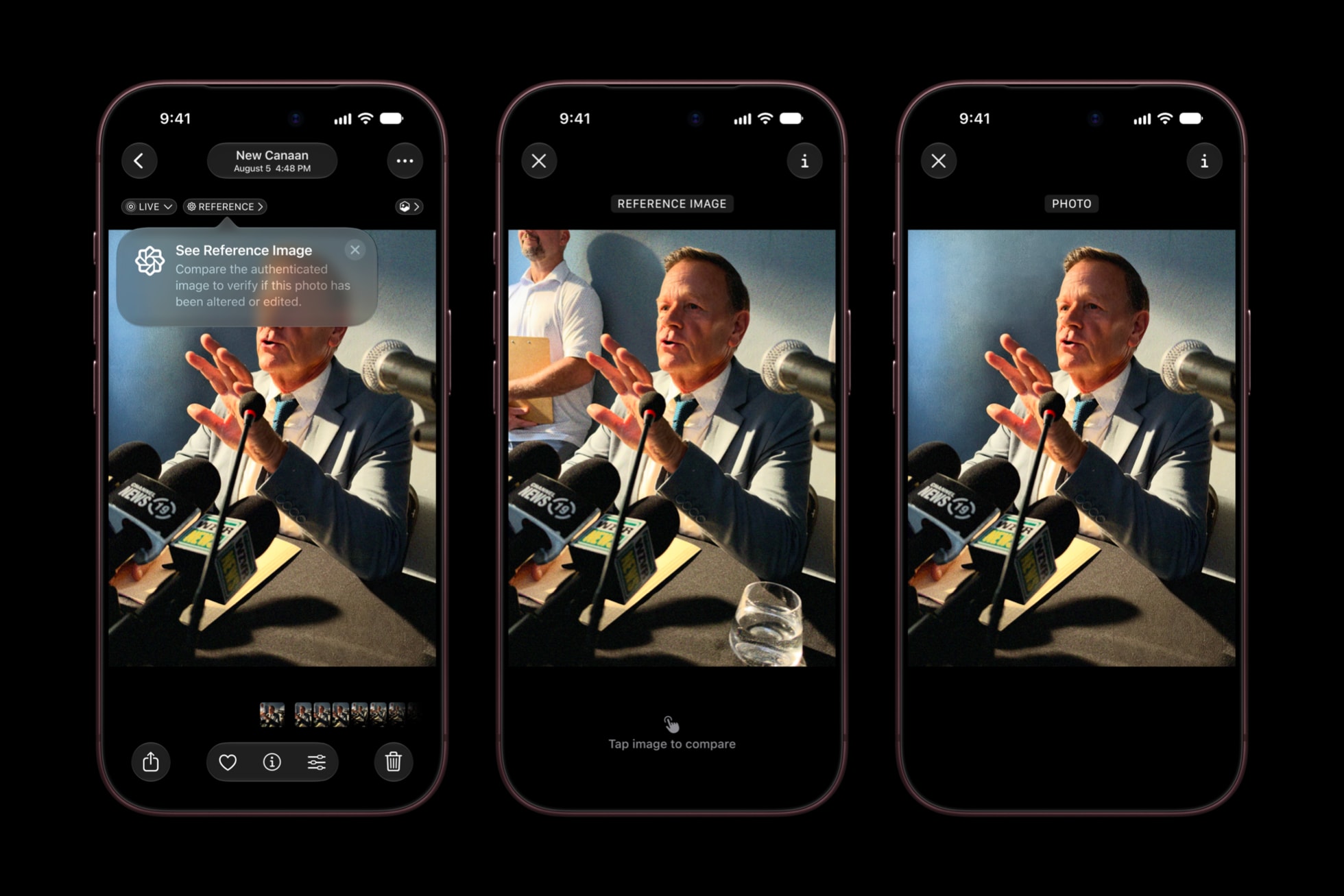 Apple Reference Image in the Photos app, shown alongside the main photo. Image: Apple Newsroom.